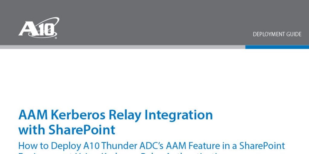 AAM Kerberos Relay Authentication with Thunder ADC in SharePoint Environment