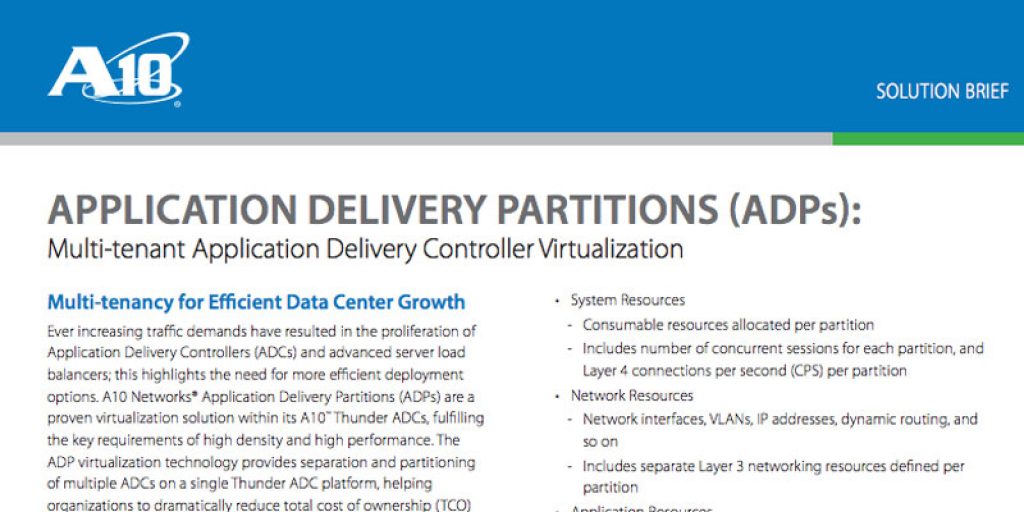 Application Delivery Partitions: Multi-tenant Application Delivery Controller Virtualization