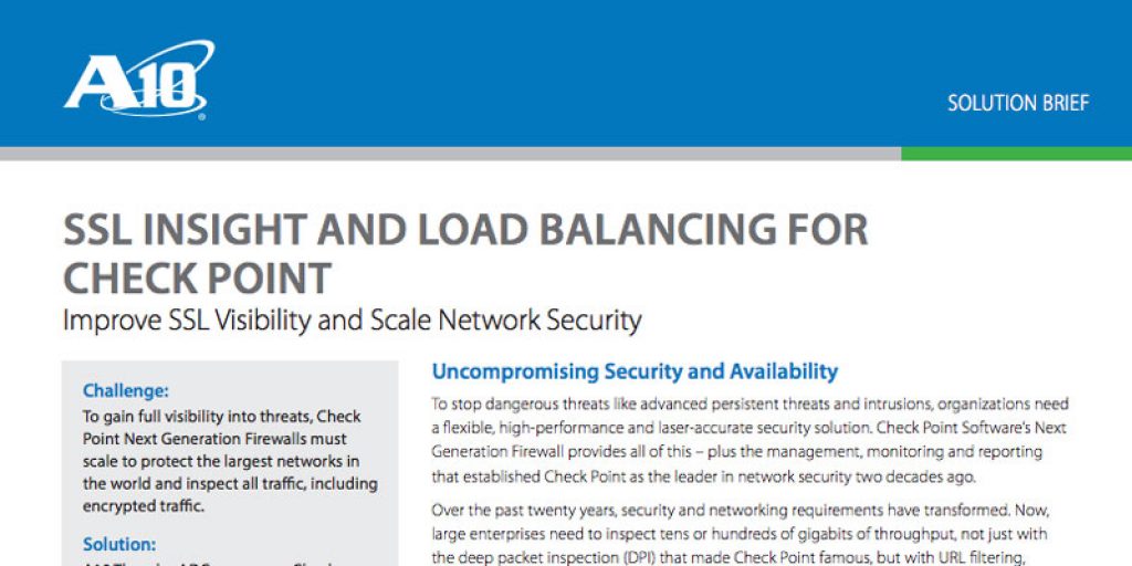 SSL Insight and Load Balancing for Check Point