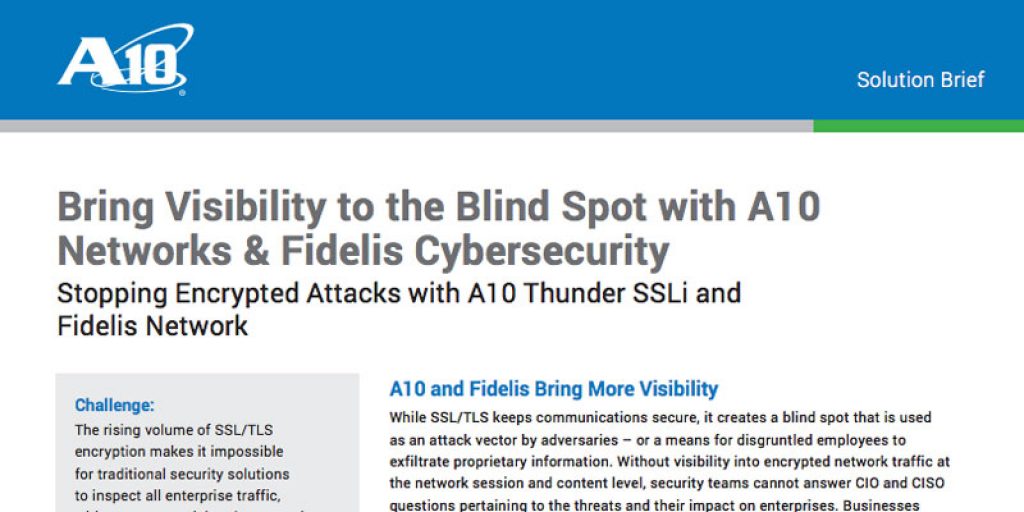 Bring Visibility to the Blind Spot with A10 Networks & Fidelis Cybersecurity