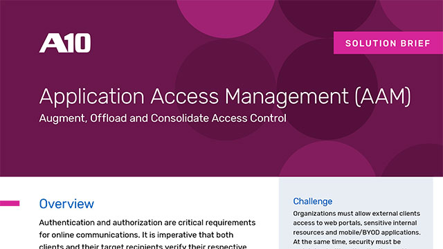 Screenshot of solution brief titled, Application Access Management (AAM)