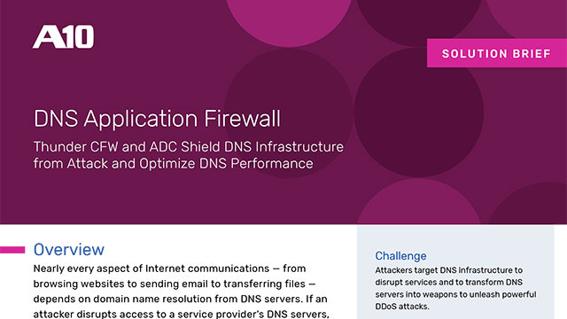 Screenshot of solution brief document titled, DNS Application Firewall